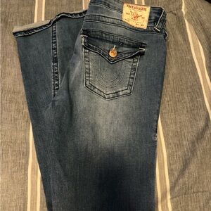 True Religion Blue Denim Jeans Joey Mid Rise Flare Size 32 👖
